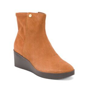 VIONIC Tan Wide Suede Skylar Stretch Comfort Booties